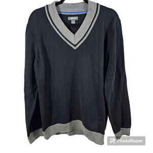 Vintage Kenneth Cole Reaction "Sonia"  Black & Gray V-Neck Sweater Men's XL